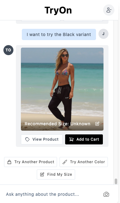 TryOn Chat Interface